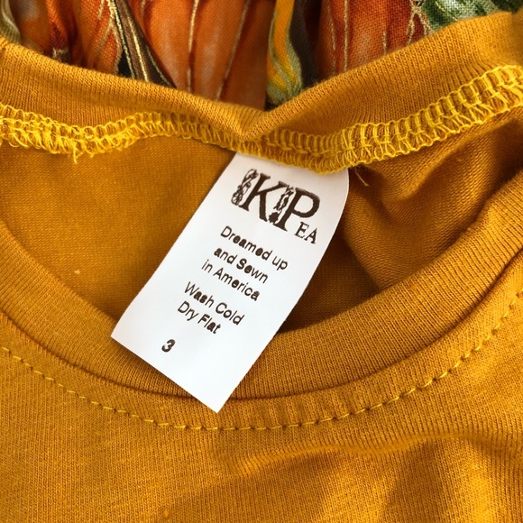 NEW KPea Original Pumpkin Print Ruffle Sleeve Thanksgiving Fall Holiday Dress - Picture 8 of 10